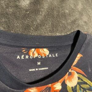 Aeropostale Navy Tee with Orange Floral Design